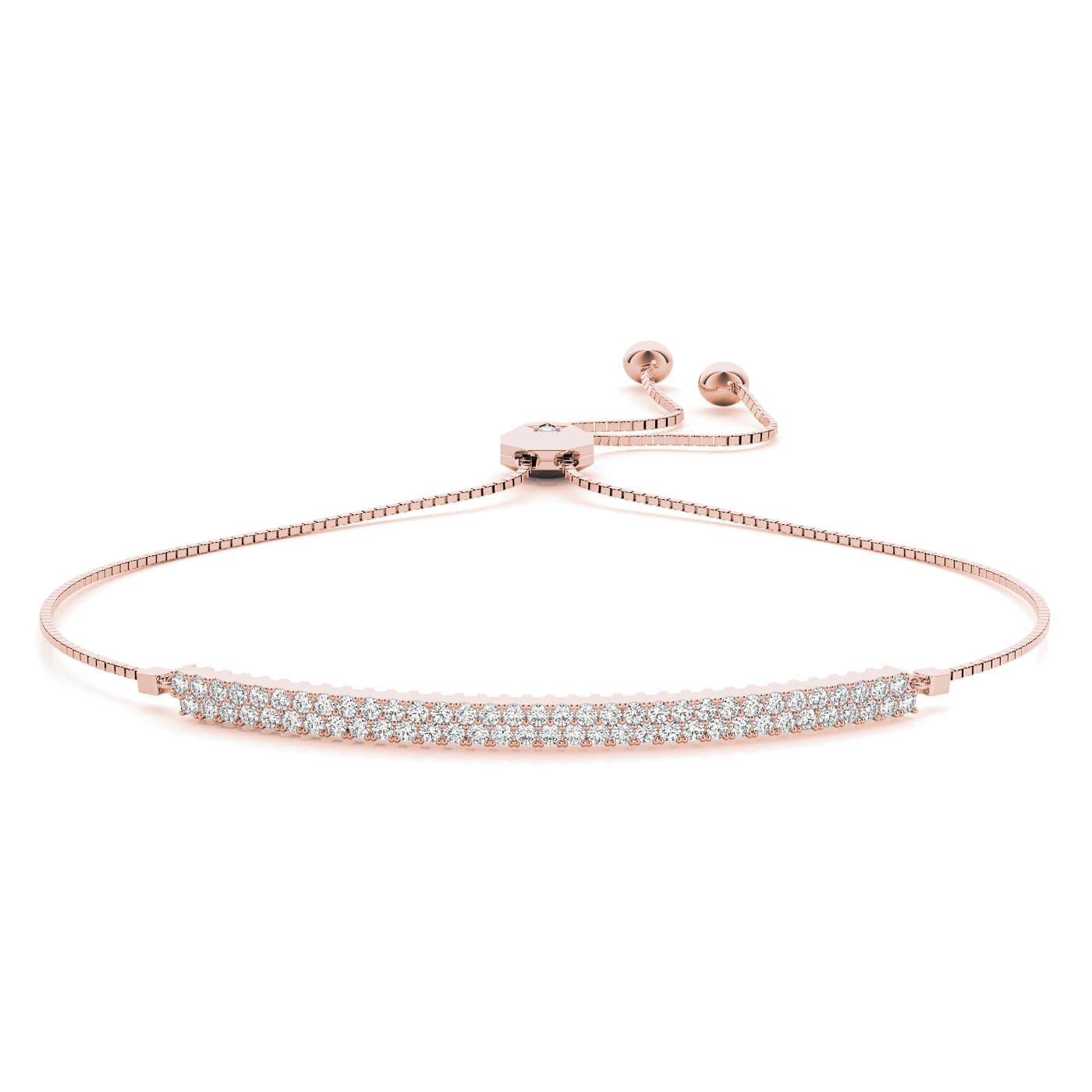 Double Row Bolo Bracelet (0.53 ct. tw.), Front view in rose gold