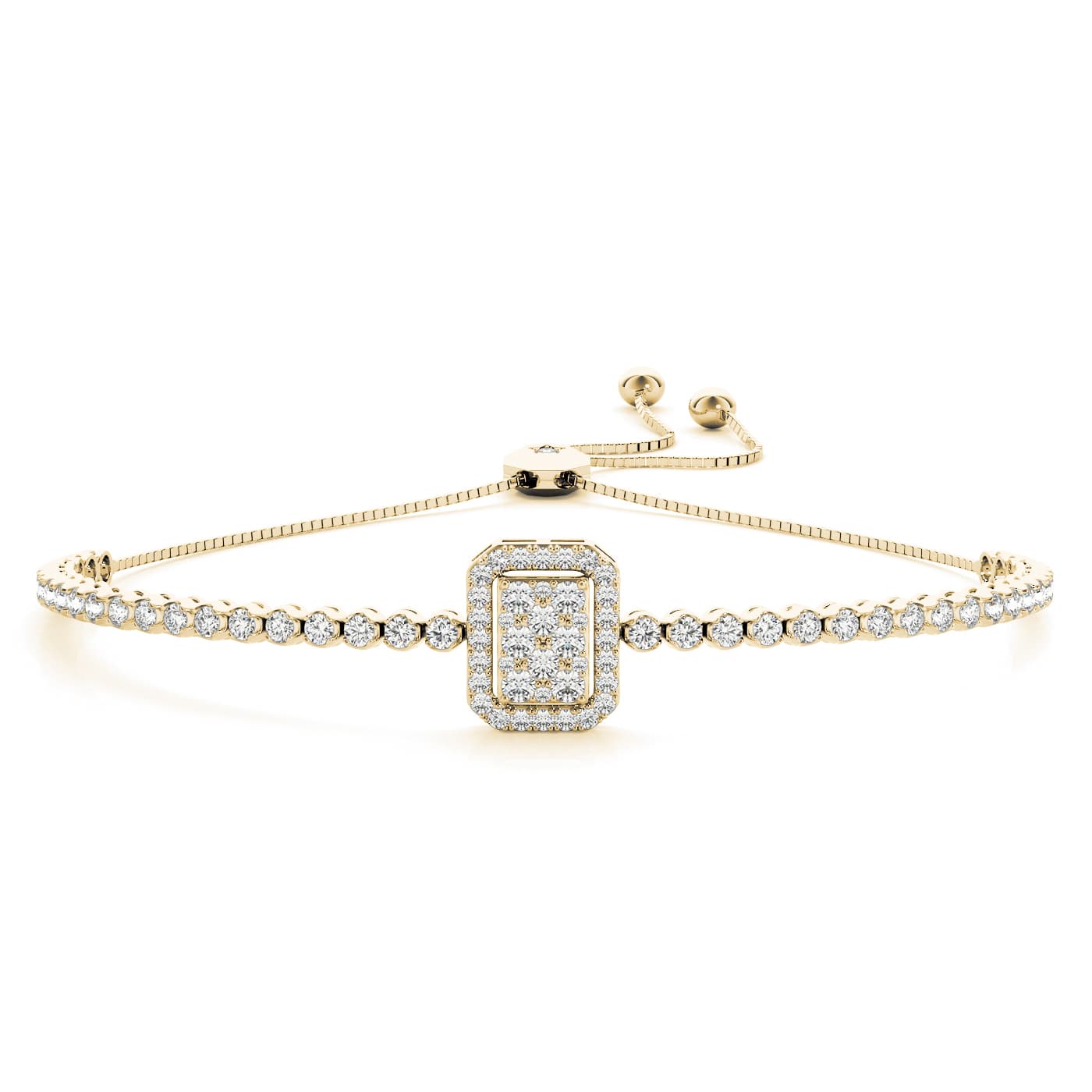 Cluster Adjustable Bracelet (1.71 ct. tw.), Front view in yellow gold