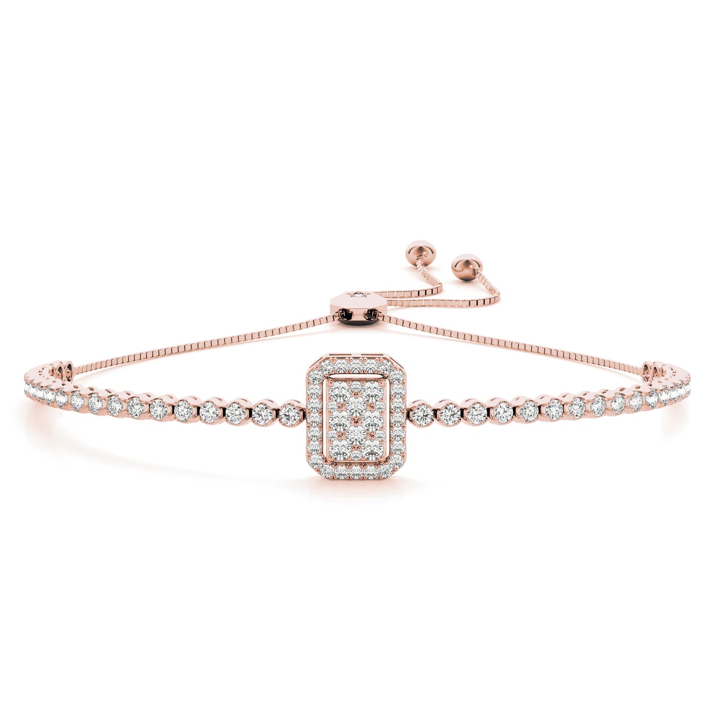 Cluster Adjustable Bracelet (1.71 ct. tw.), Front view in rose gold