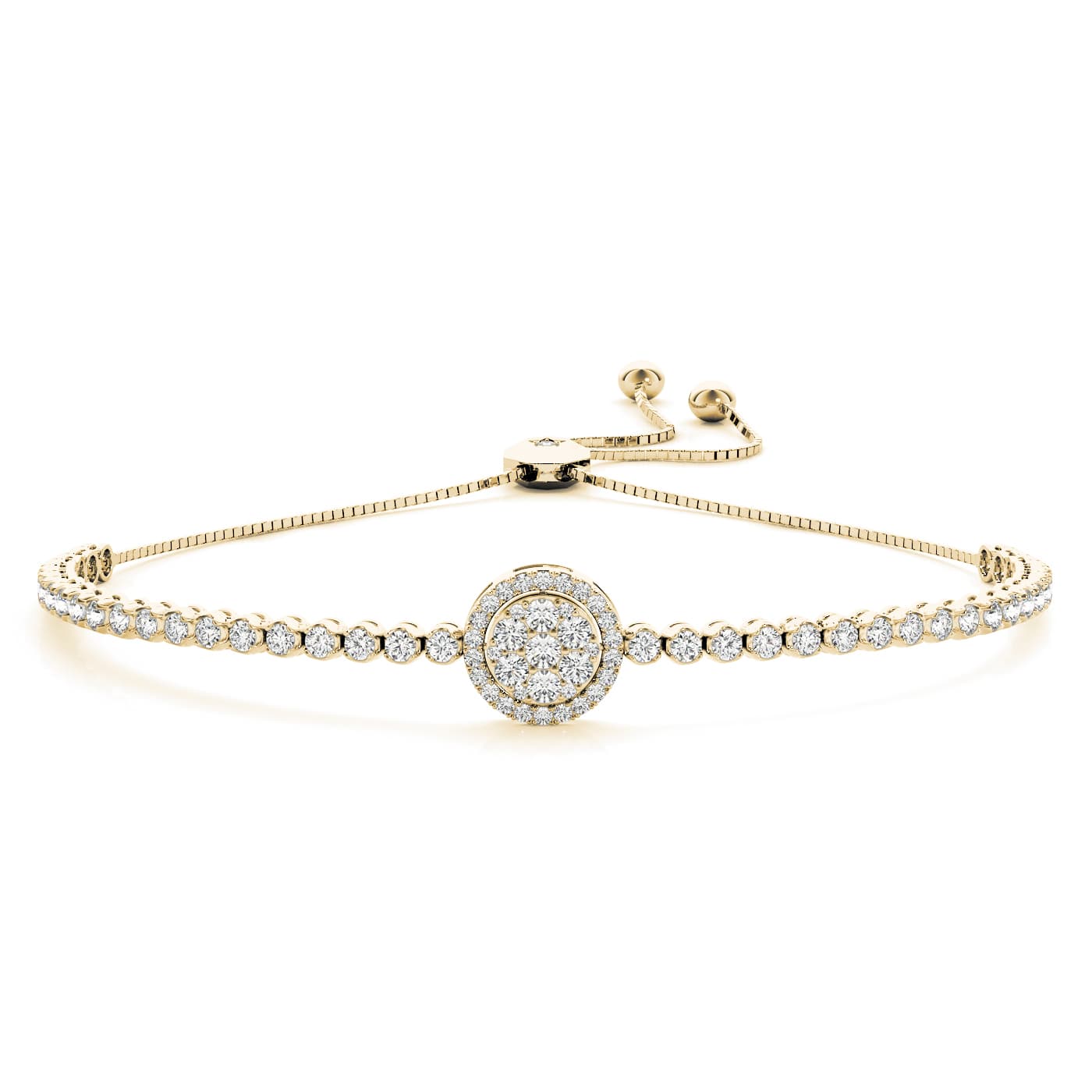 Cluster Bolo Bracelets (1 2/3 ct. tw.), Front view in yellow gold