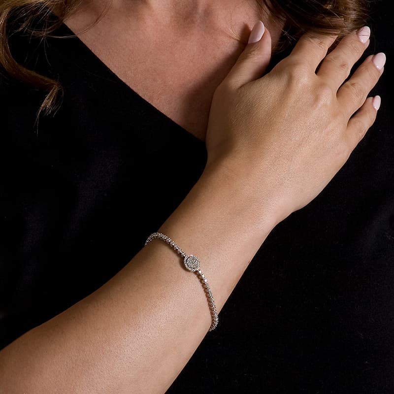 Cluster Bolo Bracelets (1 2/3 ct. tw.), Top view in white gold or platinum
