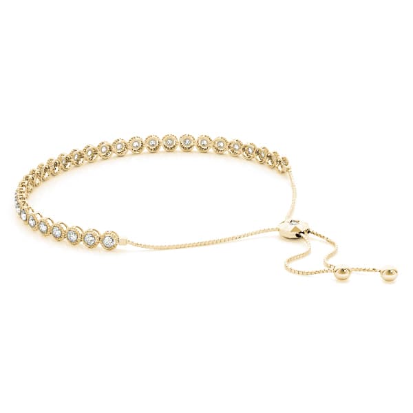 Milgrain Adjustable Bracelet (0.96 ct. tw.), Side view in yellow gold