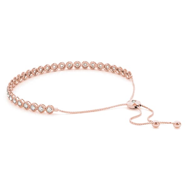 Milgrain Adjustable Bracelet (0.96 ct. tw.), Side view in rose gold