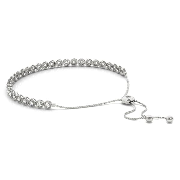 Milgrain Adjustable Bracelet (0.96 ct. tw.), Side view in white gold or platinum