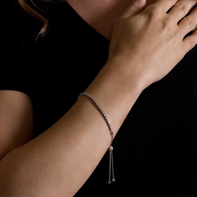 Tennis Bolo Bracelet (2/3 ct. tw.), Top view in white gold or platinum