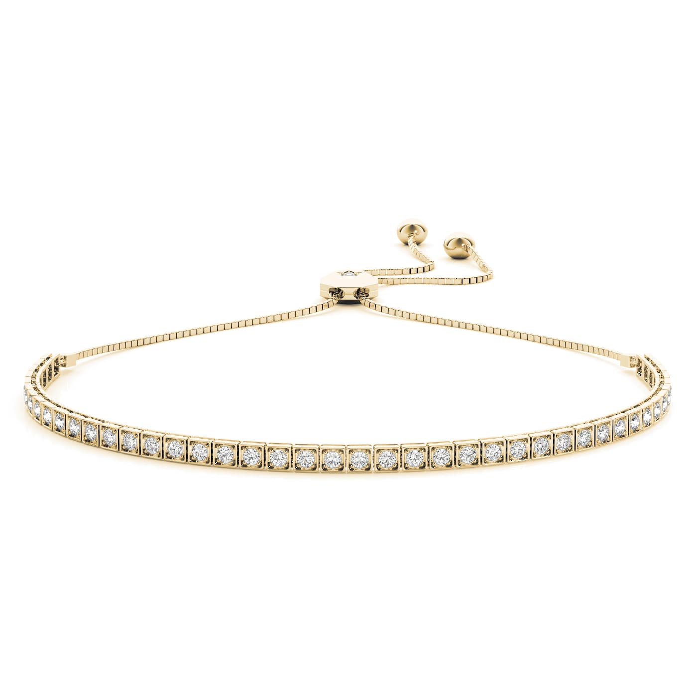 Bolo Adjustable Tennis Bracelet (0.69 ct. tw.), Front view in yellow gold