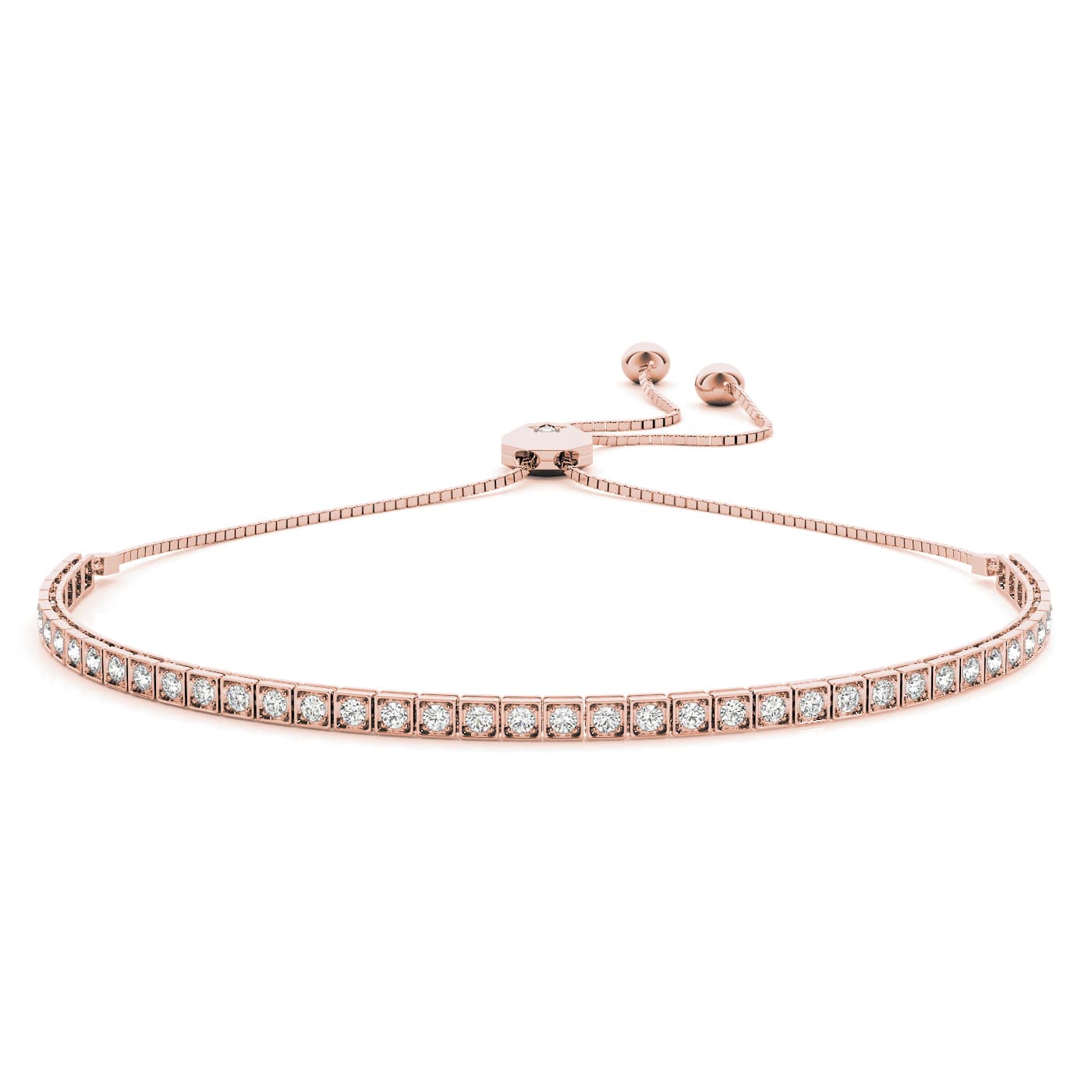 Bolo Adjustable Tennis Bracelet (0.69 ct. tw.), Front view in rose gold