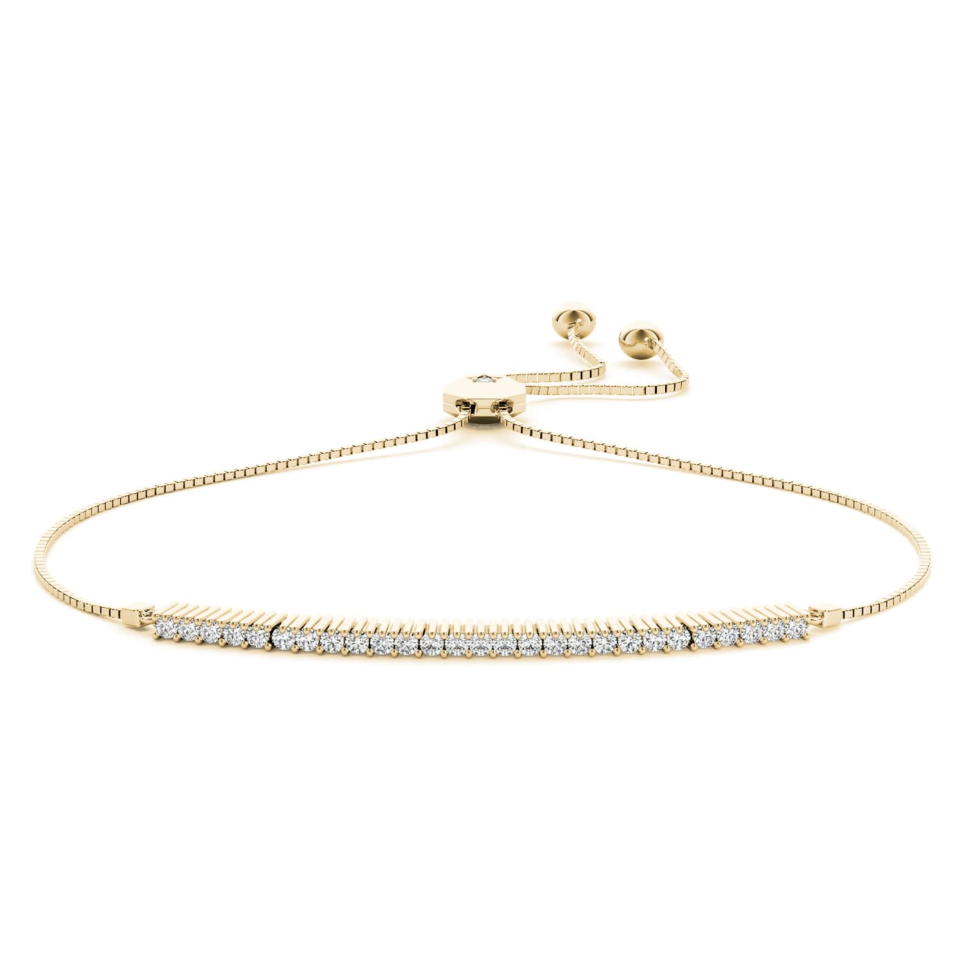 Diamond Bar Bolo Bracelet (3/8 ct. tw.), Front view in yellow gold
