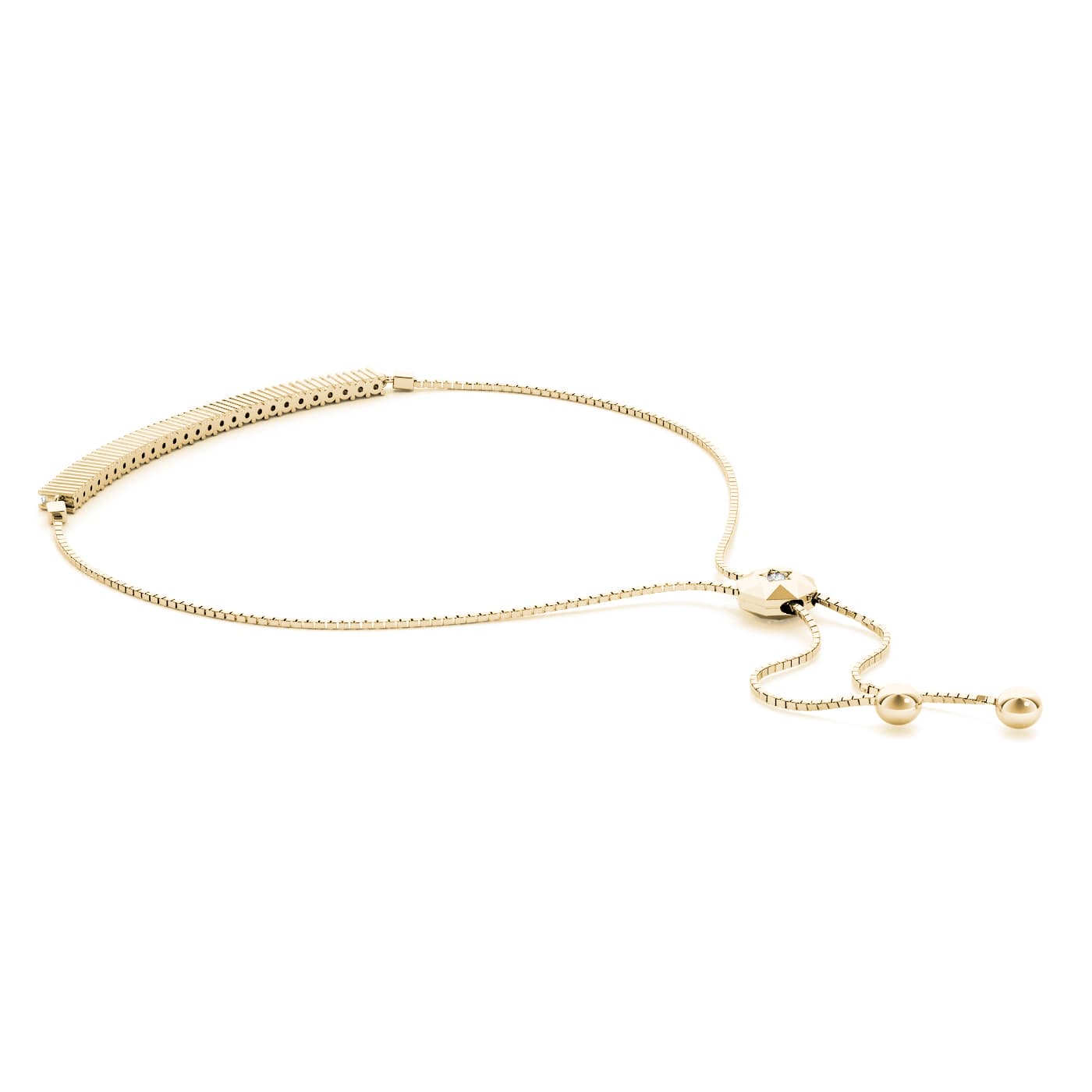 Diamond Bar Bolo Bracelet (3/8 ct. tw.), Side view in yellow gold