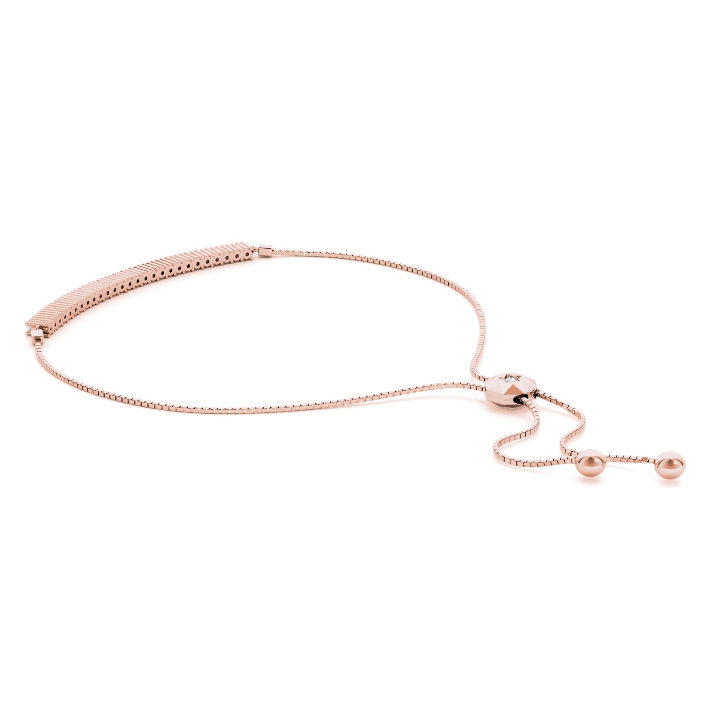 Diamond Bar Bolo Bracelet (3/8 ct. tw.), Side view in rose gold