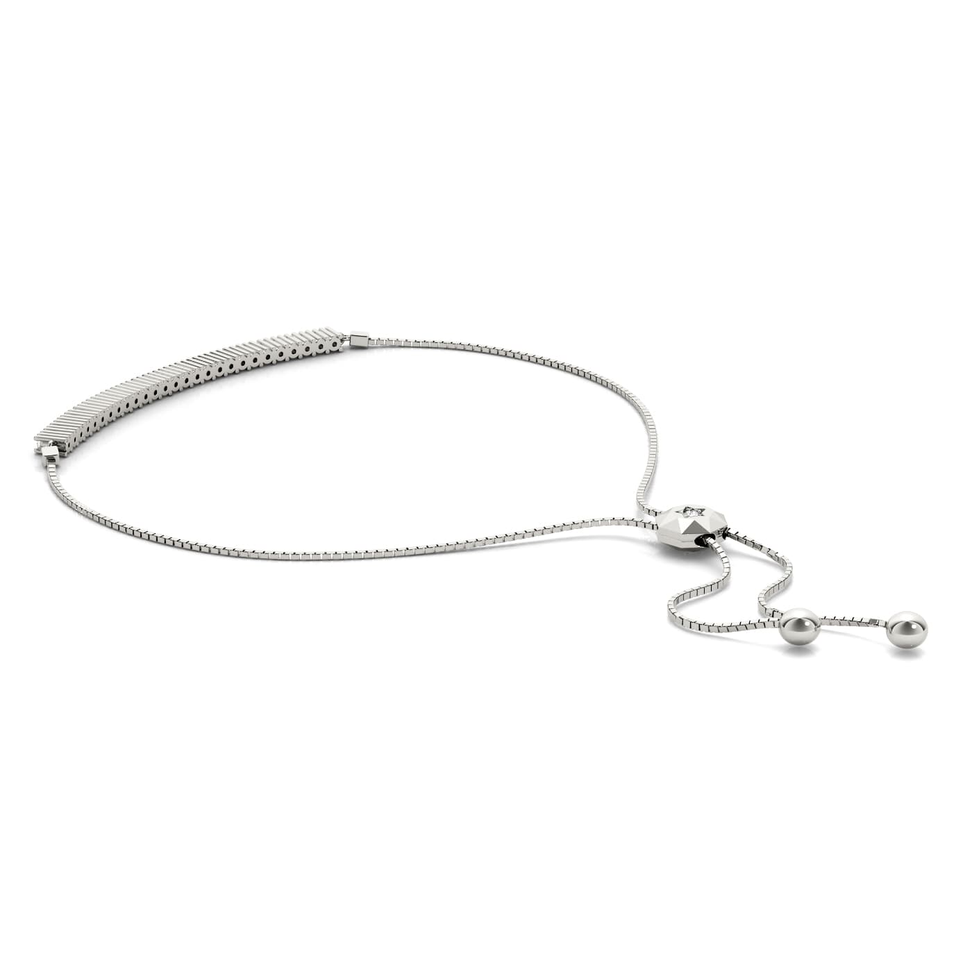 Diamond Bar Bolo Bracelet (3/8 ct. tw.), Side view in white gold or platinum