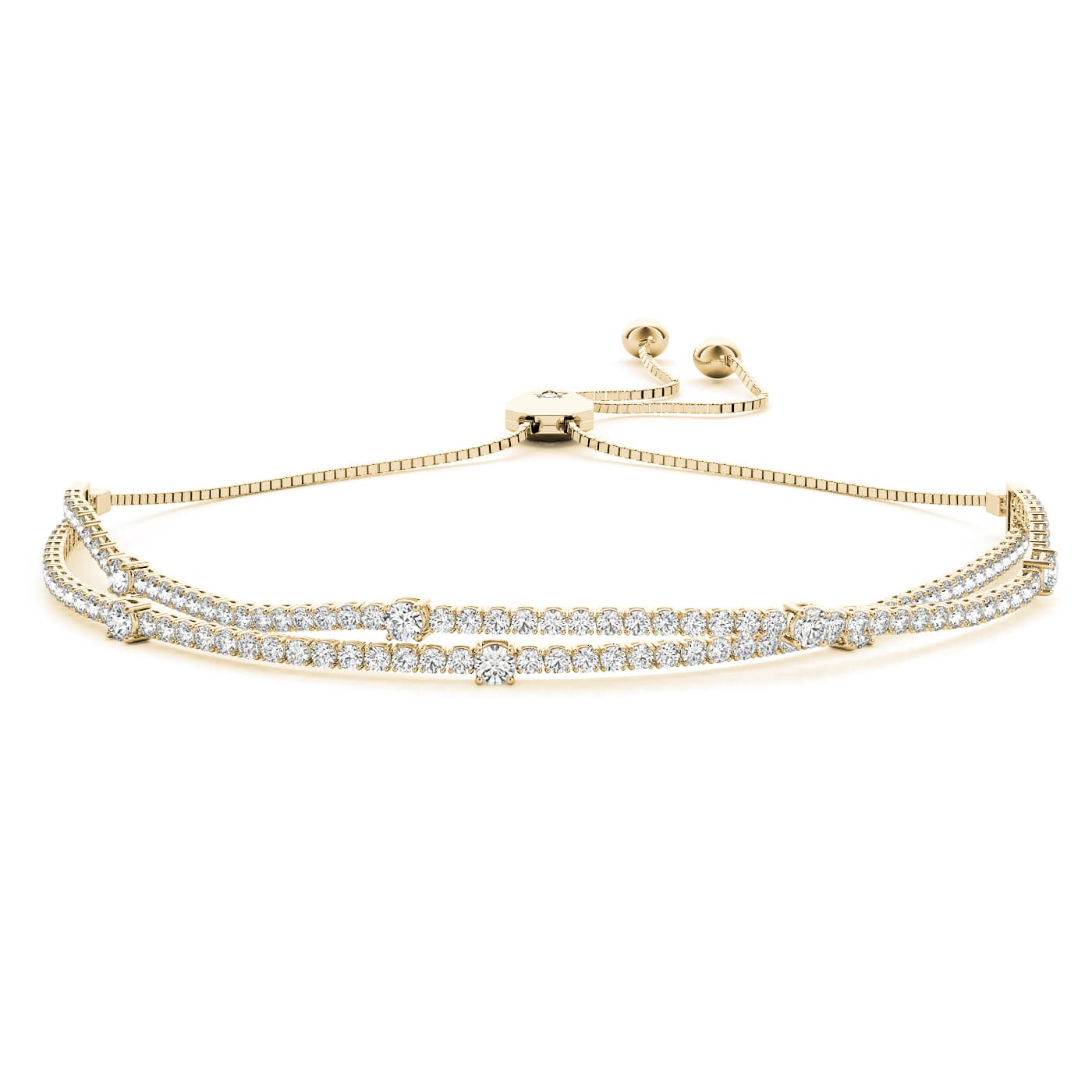 14kw Diamond Adjustable Bracelet (1.99 ct. tw.), Front view in yellow gold