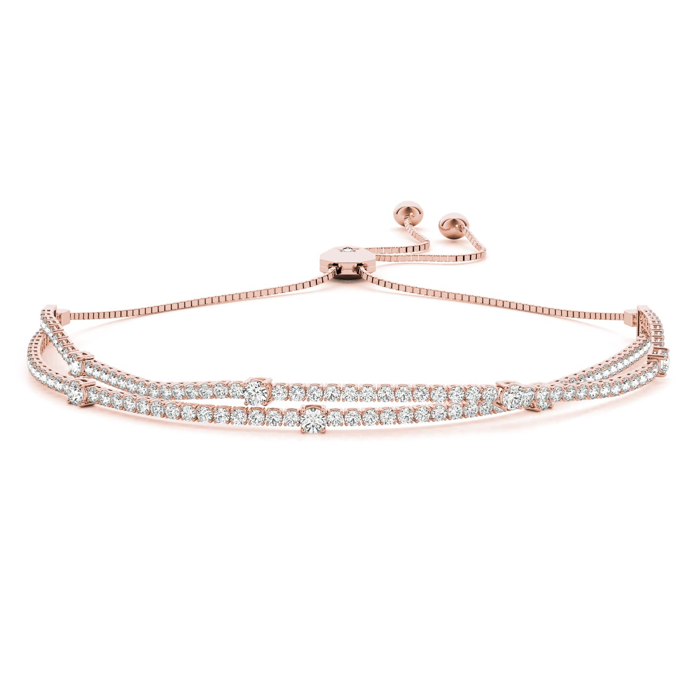 14kw Diamond Adjustable Bracelet (1.99 ct. tw.), Front view in rose gold