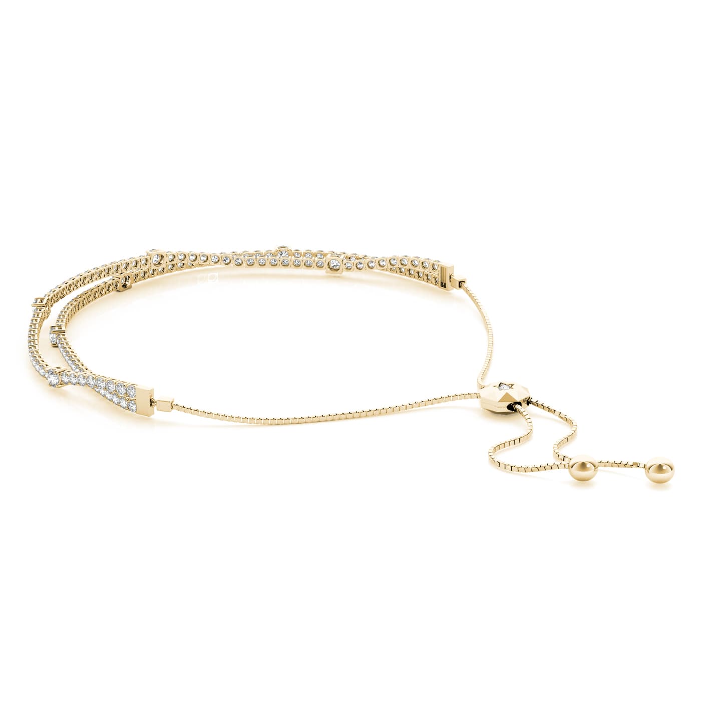 14kw Diamond Adjustable Bracelet (1.99 ct. tw.), Side view in yellow gold