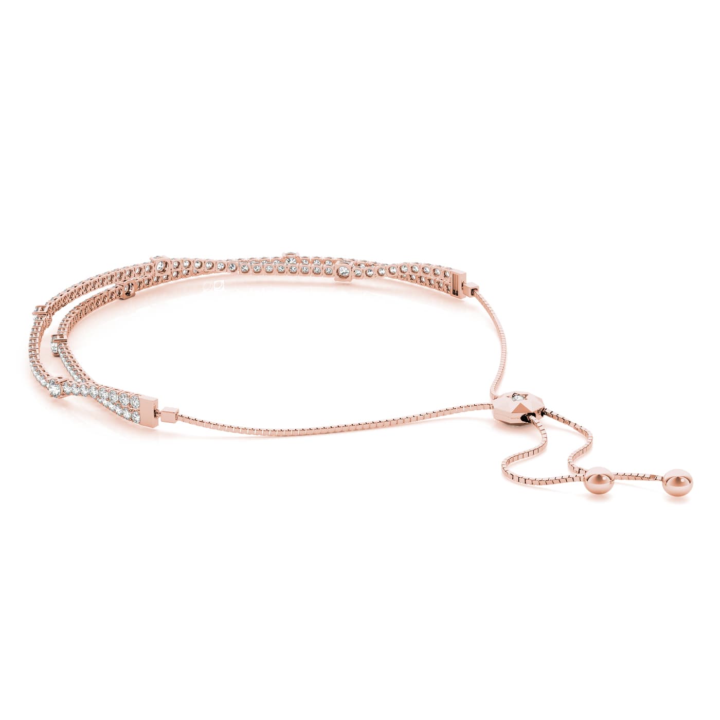 14kw Diamond Adjustable Bracelet (1.99 ct. tw.), Side view in rose gold