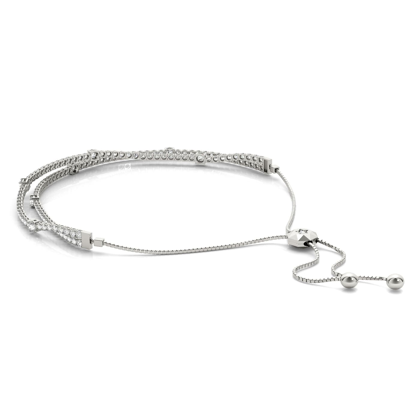 14kw Diamond Adjustable Bracelet (1.99 ct. tw.), Side view in white gold or platinum