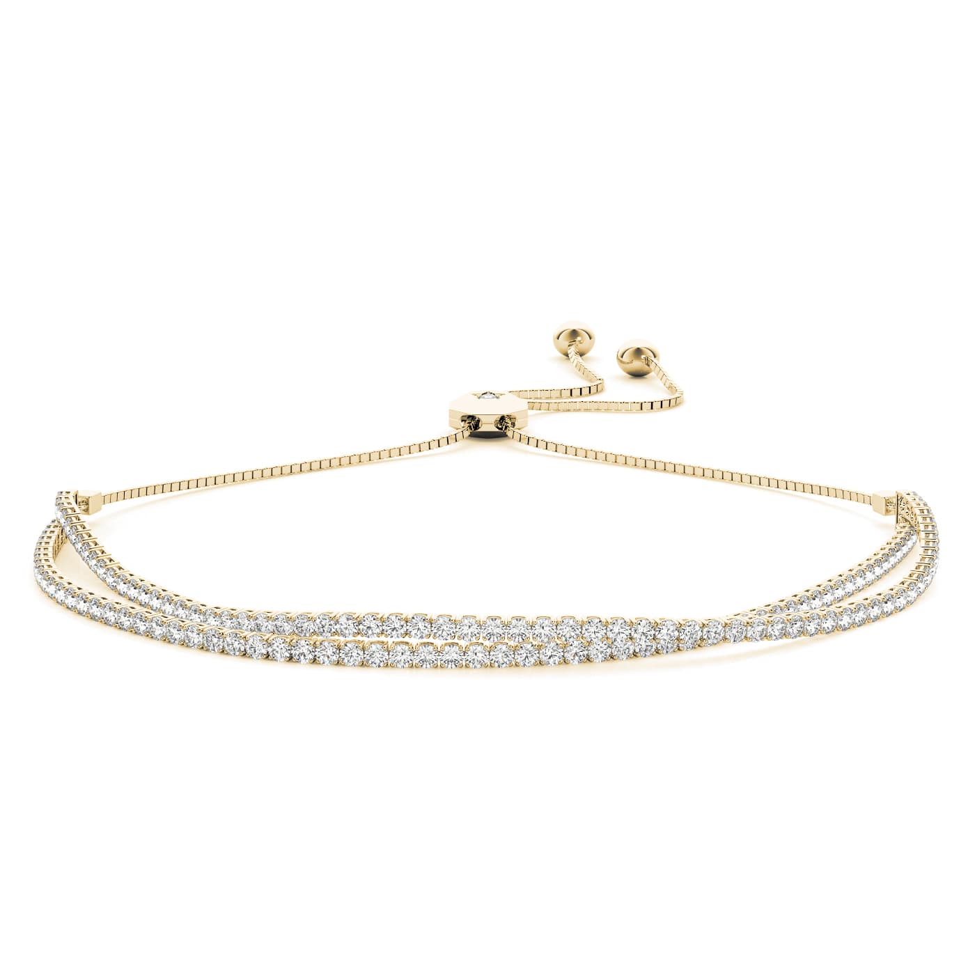 Bolo Adjustable Tennis Bracelet (2 1/3 ct. tw.), Front view in yellow gold