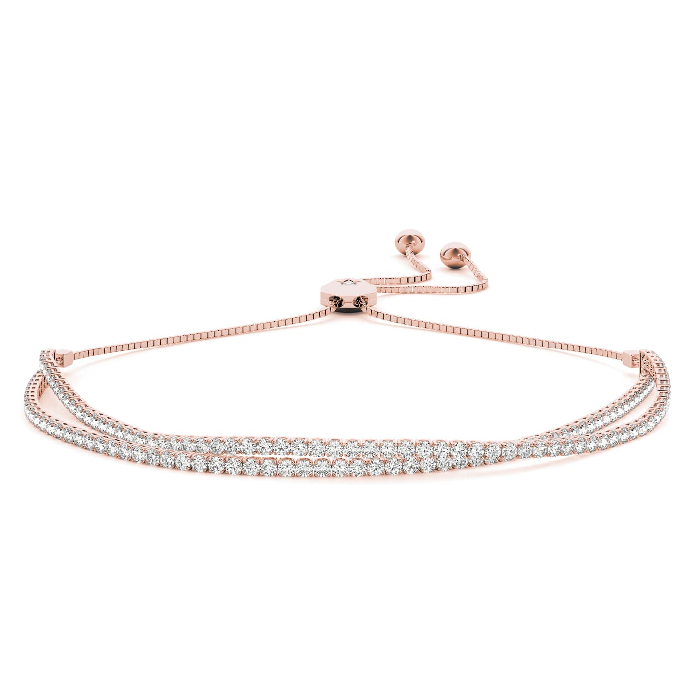 Bolo Adjustable Tennis Bracelet (2 1/3 ct. tw.), Front view in rose gold