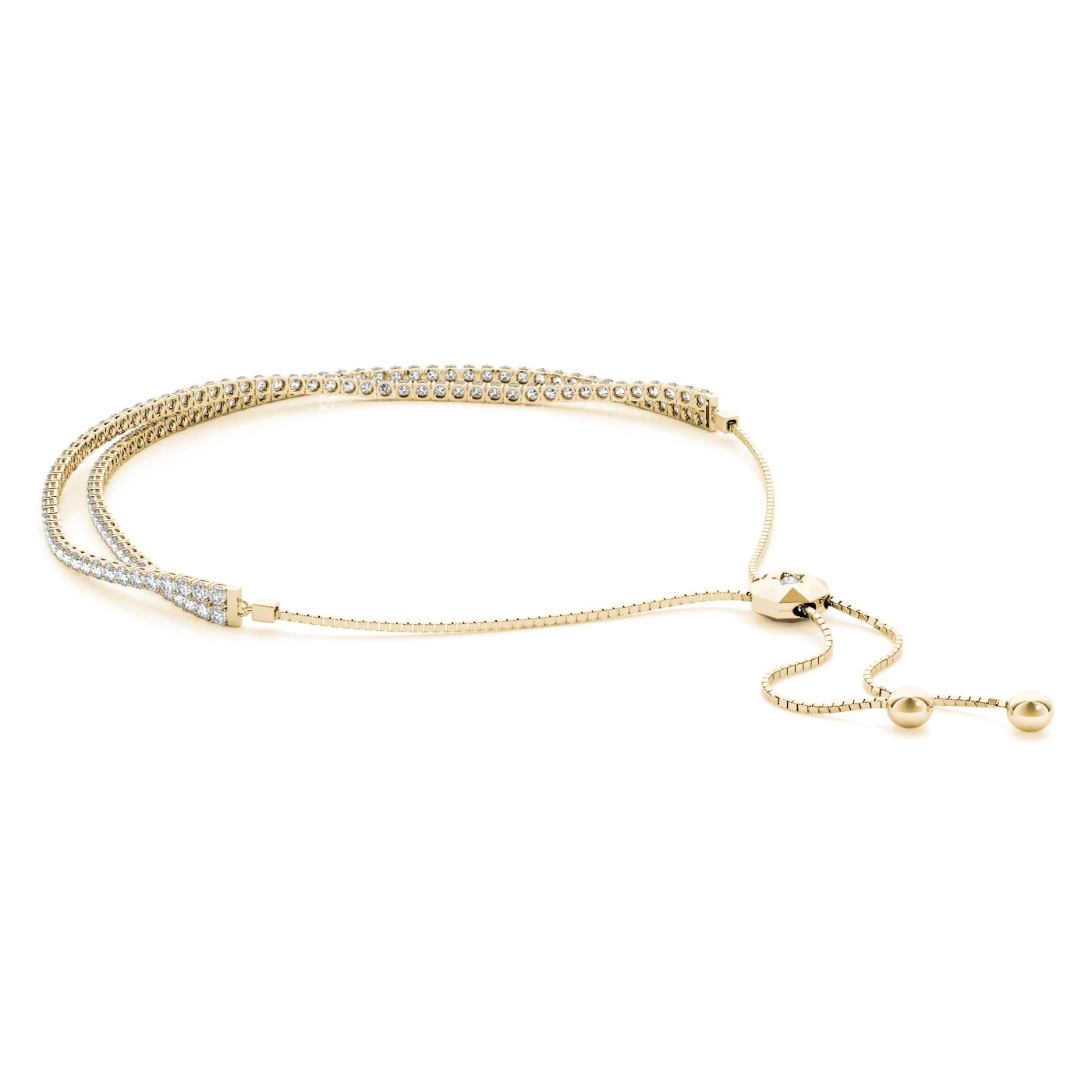 Bolo Adjustable Tennis Bracelet (2 1/3 ct. tw.), Side view in yellow gold