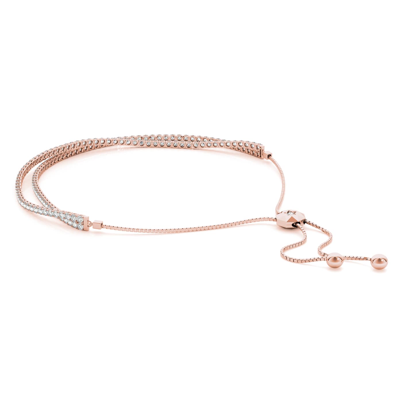 Bolo Adjustable Tennis Bracelet (2 1/3 ct. tw.), Side view in rose gold