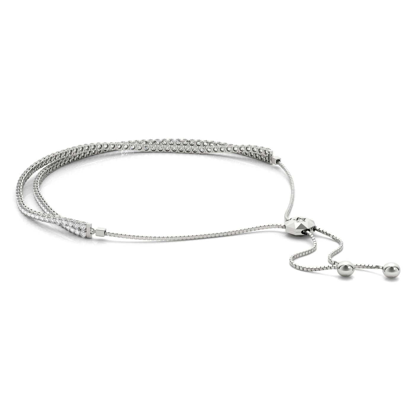 Bolo Adjustable Tennis Bracelet (2 1/3 ct. tw.), Side view in white gold or platinum