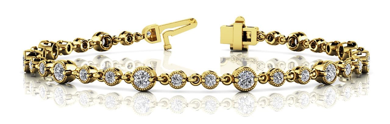 Bezel Set Milgrain Bracelet (2 3/8 ct. tw.), Side view in white gold or platinum