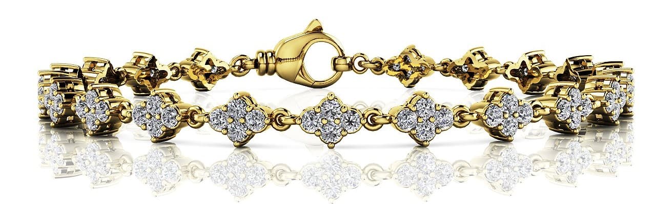 Flower Cluster Link Bracelet (2.79 ct. tw.), Front view in yellow gold