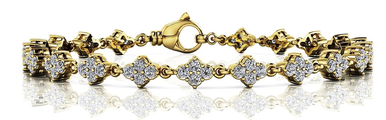 Flower Cluster Link Bracelet (1 3/4 ct. tw.), Side view in white gold or platinum