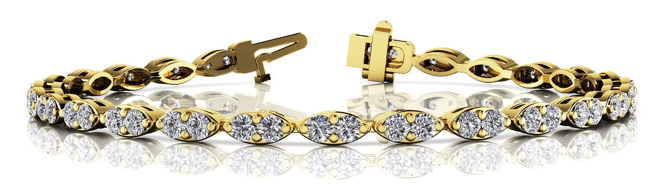 Marquise Prong Set Bracelet (3 1/4 ct. tw.), Side view in white gold or platinum