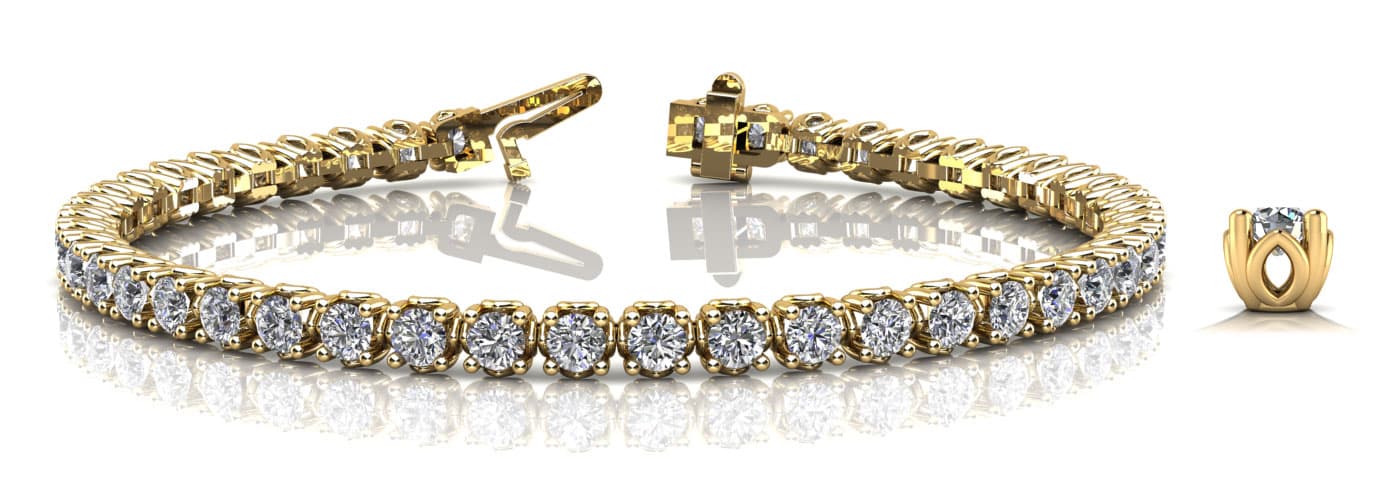 Prong Set Inline Bracelets (7.2 ct. tw.), Front view in yellow gold