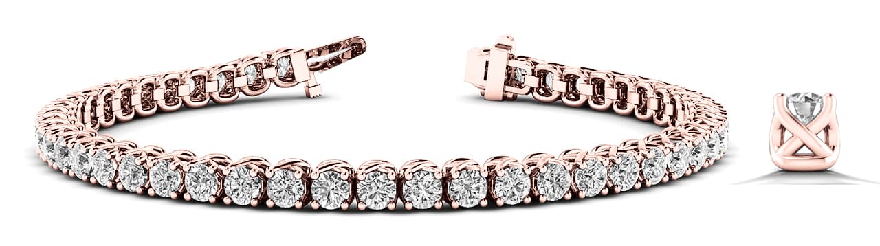 4 Prong Inline Bracelet (2.21 ct. tw.), Front view in rose gold