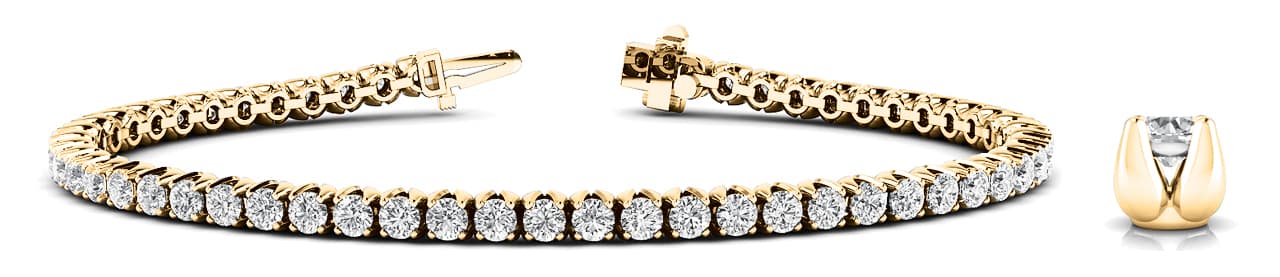Prong Set Inline Bracelets (2.31 ct. tw.), Front view in yellow gold