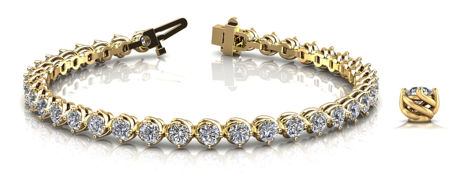 4 Prong In Line Tennis Bracelet (1 7/8 ct. tw.), Front view in yellow gold
