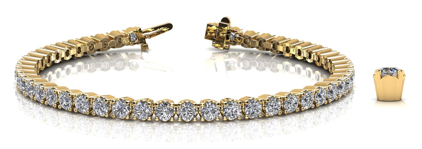 4 Prong In Line Tennis Bracelet (6 7/8 ct. tw.), Front view in yellow gold