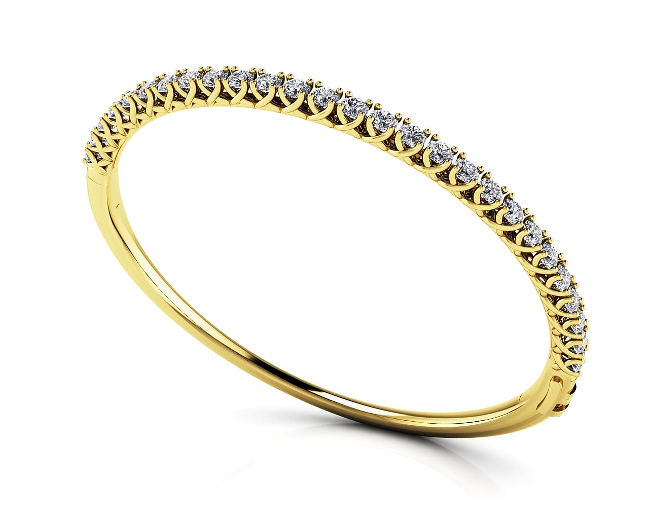 4 Prong Bangle (2.84 ct. tw.), Side view in white gold or platinum