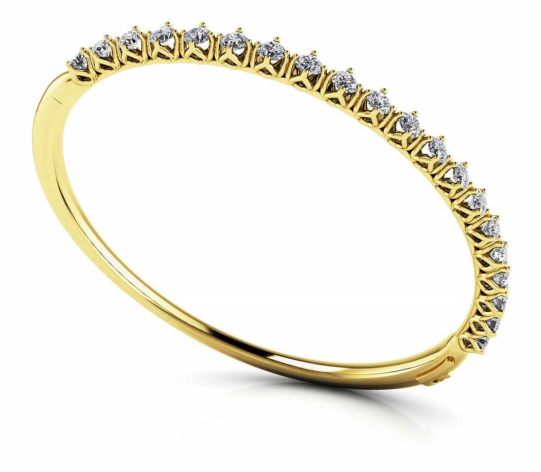 4 Prong Bangle (2.1 ct. tw.), Side view in white gold or platinum