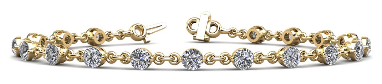 Under-clasp -single Prong Bracelet (3.2 ct. tw.), Front view in yellow gold