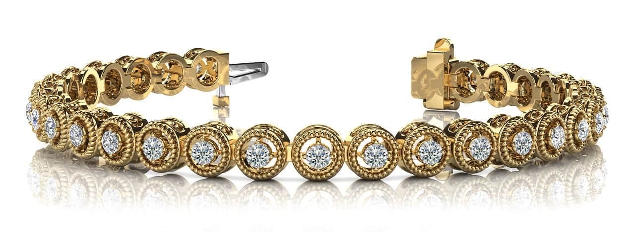 Tennis Bracelet (1.95 ct. tw.), Front view in yellow gold