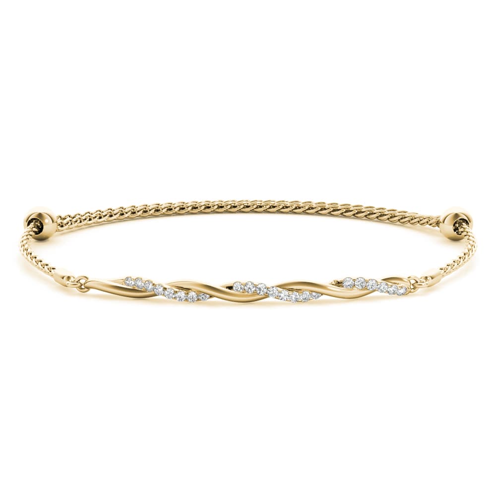 Bezel Set Twisted Bracelet (0.22 ct. tw.), Front view in yellow gold