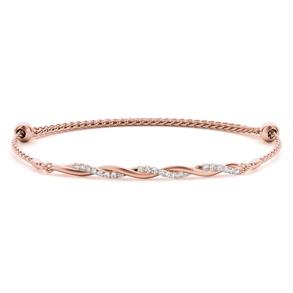 Bezel Set Twisted Bracelet (0.22 ct. tw.), Front view in rose gold