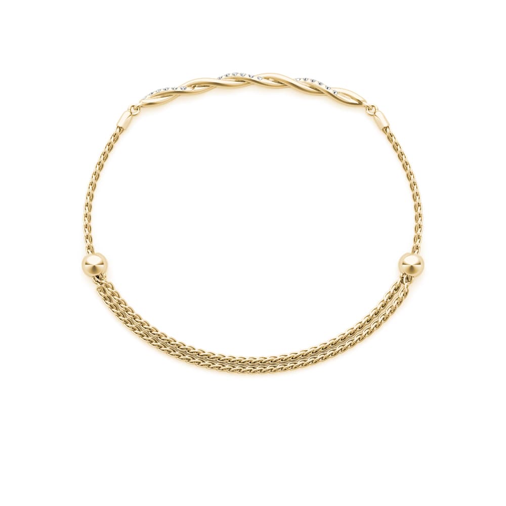 Bezel Set Twisted Bracelet (0.22 ct. tw.), Angle view in yellow gold
