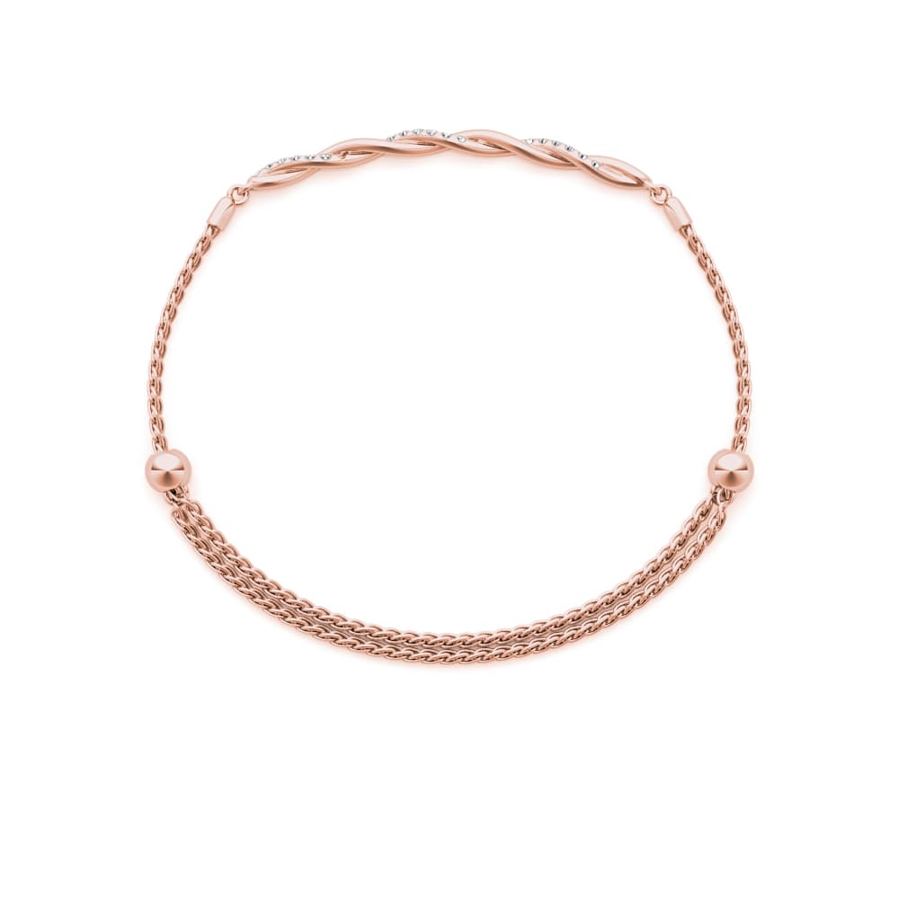 Bezel Set Twisted Bracelet (0.22 ct. tw.), Angle view in rose gold