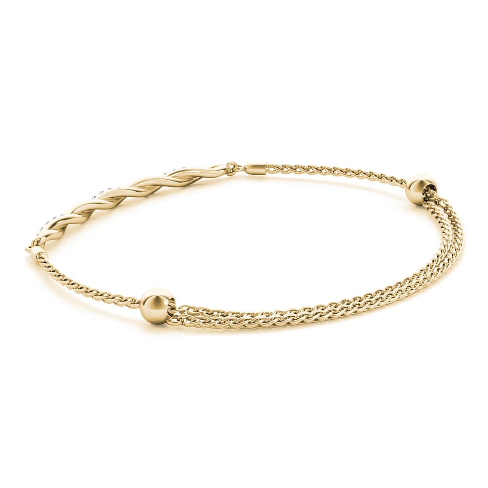 Bezel Set Twisted Bracelet (0.22 ct. tw.), On hand view in yellow gold