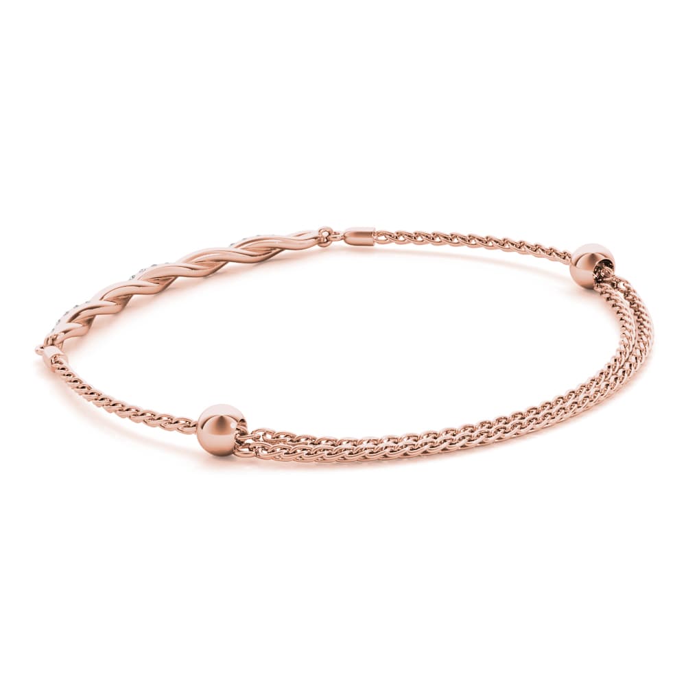 Bezel Set Twisted Bracelet (0.22 ct. tw.), On hand view in rose gold