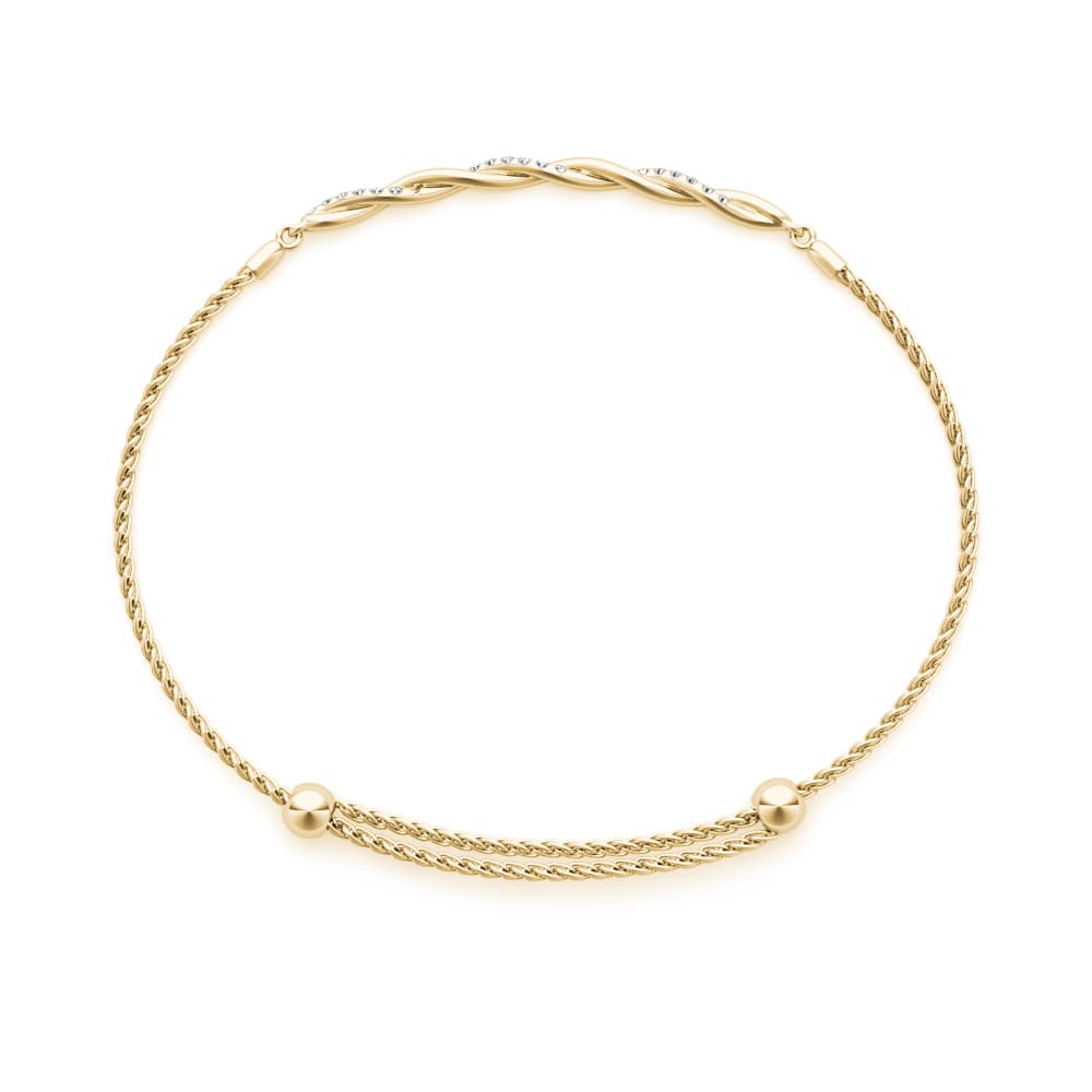 Bezel Set Twisted Bracelet (0.22 ct. tw.), Side view in yellow gold