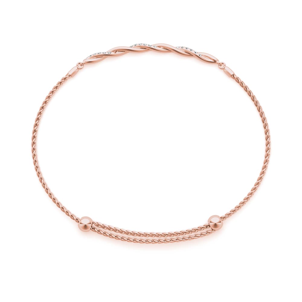 Bezel Set Twisted Bracelet (0.22 ct. tw.), Side view in rose gold