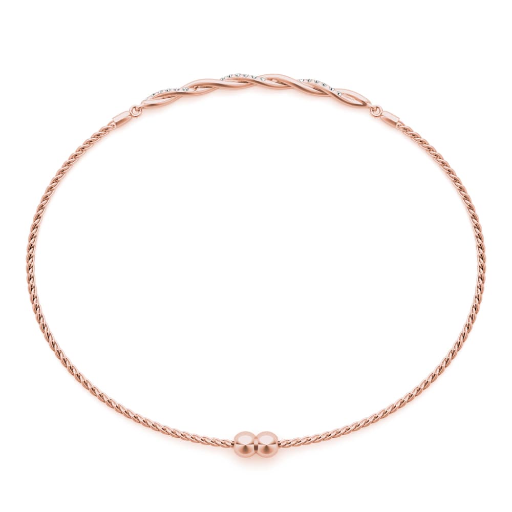 Bezel Set Twisted Bracelet (0.22 ct. tw.), Top view in rose gold