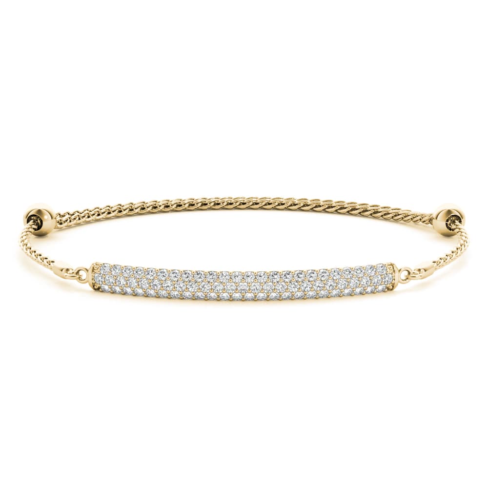Adjustable Pavé Bar Bracelet (0.73 ct. tw.), Front view in yellow gold