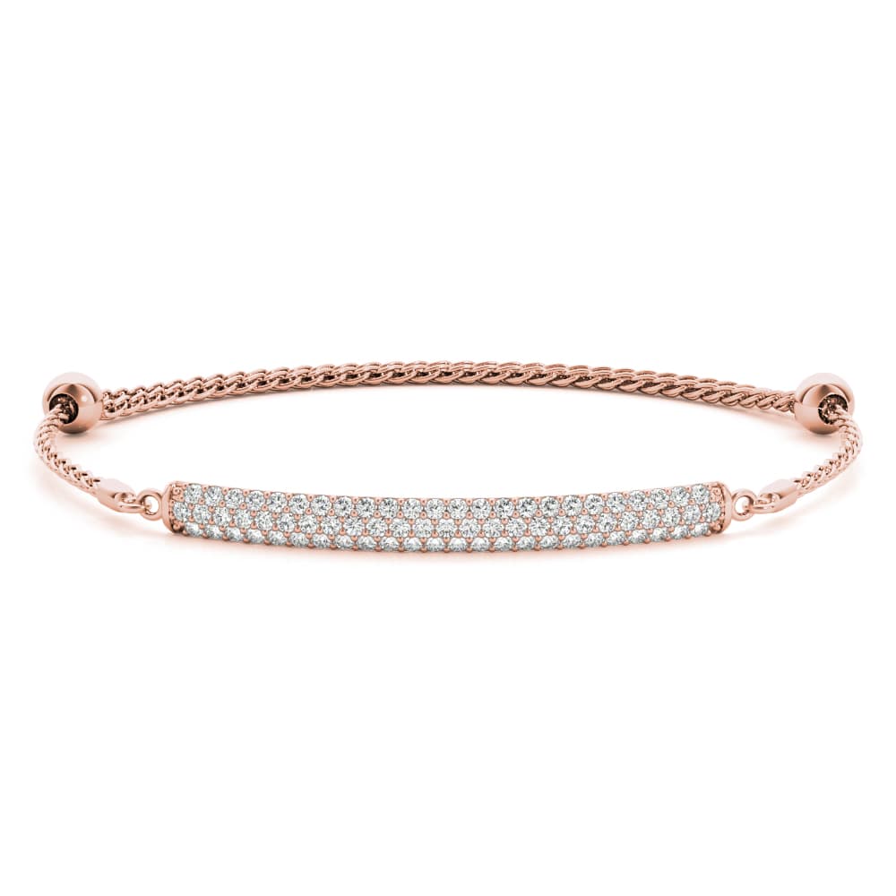 Adjustable Pavé Bar Bracelet (0.73 ct. tw.), Front view in rose gold
