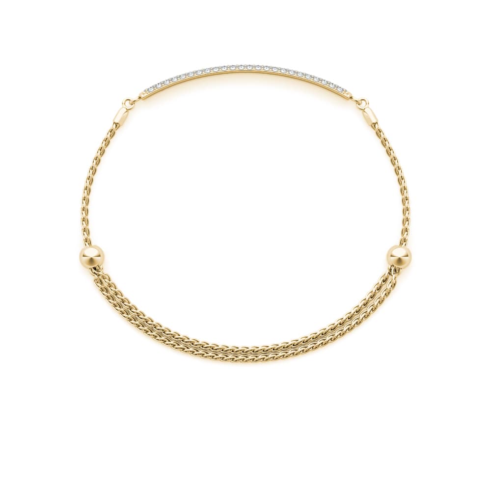 Adjustable Pavé Bar Bracelet (0.73 ct. tw.), Angle view in yellow gold